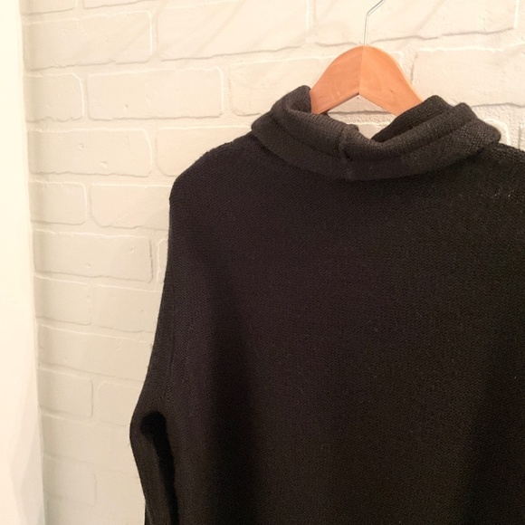 Sweater knit Long sleeve Turtleneck Oversized Black Merino Wool blend M - Picture 8 of 10